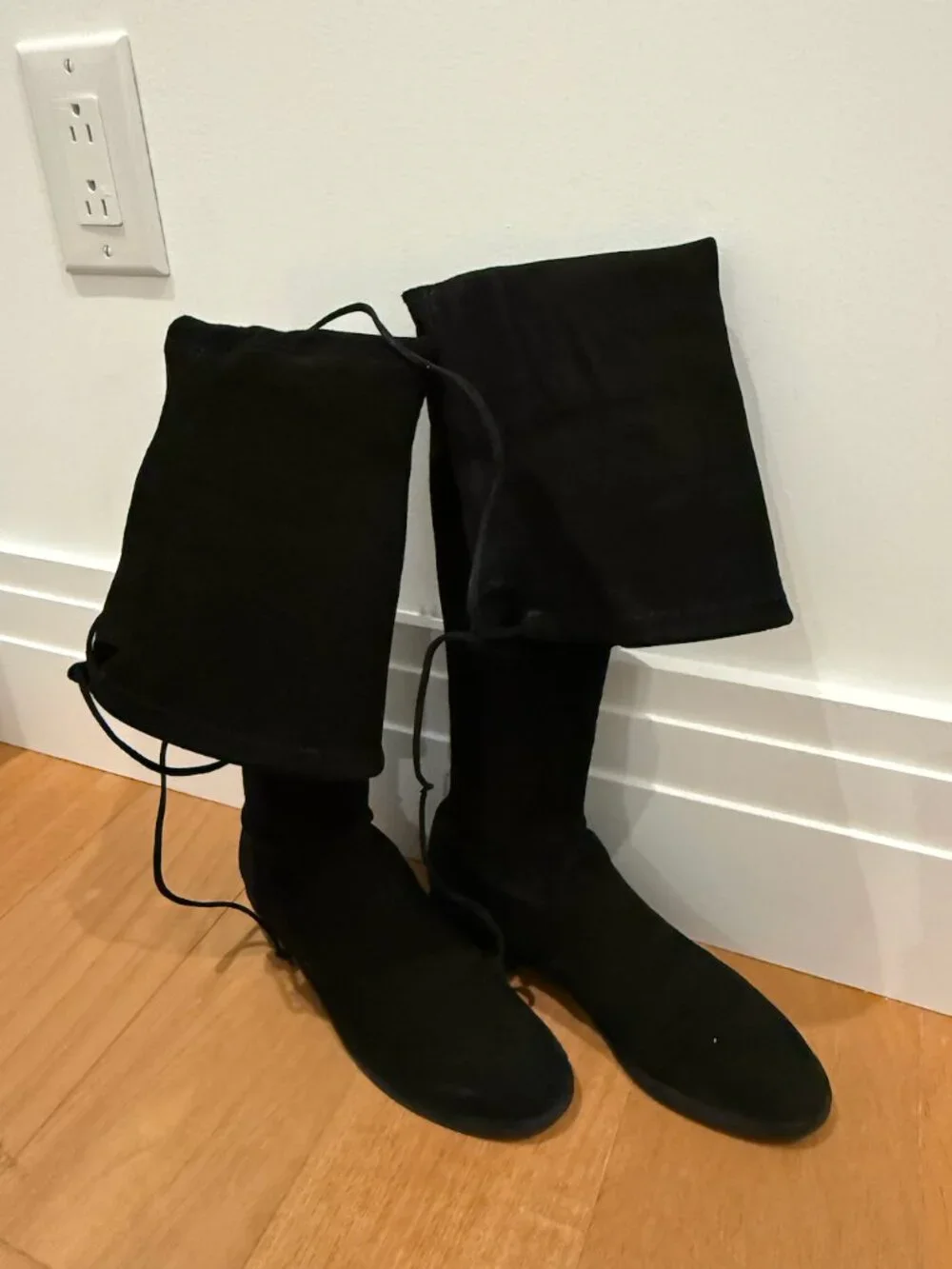 Stuart Weitzman Black Lowland Suede Thigh High Boots | Size 6